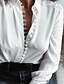 abordables Top femme grande taille-Femme Chemise Couleur Pleine Col de Chemise Bleu Jaune Gris Blanche Noir Grande Taille du quotidien Perlé Vêtement Tenue Coton basique / Manches Longues