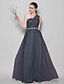 cheap Bridesmaid Dresses-A-Line One Shoulder Floor Length Tulle Bridesmaid Dress with Crystals / Criss Cross by LAN TING BRIDE® / Open Back