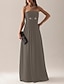 cheap The Wedding Store-Sheath / Column Strapless Floor Length Chiffon Bridesmaid Dress with Pleats / Draping / Flower