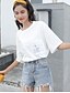 cheap Women&#039;s T-shirts-Women&#039;s Vintage Puff Sleeve Cotton T-shirt - Solid Colored Black &amp; White, Tassel White S