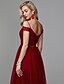 Χαμηλού Κόστους Φορέματα Χορού Αποφοίτησης-Ίσια Γραμμή Κομψό Φόρεμα Χοροεσπερίδα Επίσημο Βραδινό Μακρύ Κοντομάνικο Λεπτές Τιράντες Τούλι V Πίσω με Ζώνη / Κορδέλα 2024