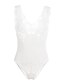 cheap Plus Size Tops-Women&#039;s Bodysuit Lace Solid Color Deep V Streetwear Club Slim Sleeveless White Black S M L