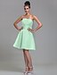 cheap Bridesmaid Dresses-A-Line Strapless Knee Length Satin Bridesmaid Dress with Draping Ruched by LAN TING BRIDE®