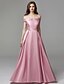 cheap Prom Dresses-A-Line Elegant Minimalist Pastel Colors Prom Formal Evening Dress Off Shoulder Sleeveless Floor Length Chiffon Satin with Bow(s) Embroidery 2020