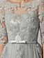 cheap Cocktail Dresses-A-Line Beautiful Back Dress Homecoming Short / Mini Half Sleeve Boat Neck Lace Bodice with Bow(s) Appliques 2022 / Illusion Sleeve / Prom