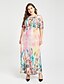 cheap Women&#039;s Dresses-Women&#039;s Plus Size Daily Boho Maxi Swing Dress - Floral High Waist Summer Pink XXXXL XXXXXL XXXXXXL