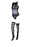 abordables Lingerie Sexy Femme-Femme Maille Grandes Tailles Sexy Body Vêtement de nuit Couleur Pleine Noir Taille unique