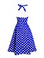 billiga Vintageklänningar-Dam A-linjeklänning Ärmlös Prickig Öppen rygg Sommar Halterneck Plusstorlekar Vintage Party Svart Röd Blå S M L XL XXL 3XL