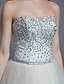 cheap Evening Dresses-Ball Gown Elegant &amp; Luxurious Open Back Beaded &amp; Sequin Formal Evening Dress Strapless Sleeveless Floor Length Tulle with Crystals Beading 2021