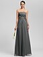 cheap Bridesmaid Dresses-Sheath / Column Strapless Floor Length Chiffon Bridesmaid Dress with Bow(s) Draping Sash / Ribbon Side Draping by LAN TING BRIDE®