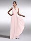 cheap Bridesmaid Dresses-Sheath / Column V Neck Floor Length Chiffon / Charmeuse Bridesmaid Dress with Criss Cross by LAN TING BRIDE® / Open Back