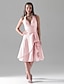 cheap Bridesmaid Dresses-A-Line Princess V Neck Halter Knee Length Taffeta Bridesmaid Dress with Ruffles Side Draping by LAN TING BRIDE®