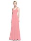 cheap Bridesmaid Dresses-Sheath / Column One Shoulder Floor Length Chiffon Bridesmaid Dress with Criss Cross / Ruffles