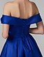 billiga Cocktailklänningar-A-Line Sexy Dress Homecoming Cocktail Party Short / Mini Sleeveless Off Shoulder Satin with Pleats 2024