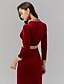 Χαμηλού Κόστους Βραδινά Φορέματα-Ίσια Γραμμή Κομψό Επίσημο Βραδινό Φόρεμα Βυθίζοντας το λαιμό Μακρυμάνικο Μακρύ Βελούδο με Δαντέλα Πλισέ Διακοσμητικά Επιράμματα 2020