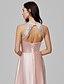 cheap Evening Dresses-Sheath / Column Cut Out Sparkle &amp; Shine Beaded &amp; Sequin Formal Evening Dress Halter Neck Sleeveless Floor Length Stretch Satin with Crystals Beading Sequin 2020