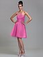 cheap Bridesmaid Dresses-A-Line Strapless Knee Length Satin Bridesmaid Dress with Draping Ruched by LAN TING BRIDE®