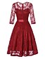 cheap Cocktail Dresses-A-Line Elegant Vintage Inspired Homecoming Prom Dress Jewel Neck 3/4 Length Sleeve Knee Length Lace with Sash / Ribbon 2020