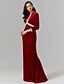 זול שמלות ערב-מעטפת \ עמוד אלגנטית ערב רישמי שמלה צלילה שרוול ארוך עד הריצפה קטיפה עם תחרה קפלים אפליקציות 2020