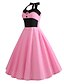 Χαμηλού Κόστους Print Φορέματα-Γυναικεία Φόρεμα σε γραμμή Α Βαμβάκι Αμάνικο Πουά Στάμπα Καλοκαίρι Δένει στο Λαιμό Βίντατζ Καθημερινά Εξόδου Βαμβάκι Ανθισμένο Ροζ Τ M L XL XXL
