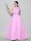 cheap Bridesmaid Dresses-A-Line One Shoulder Floor Length Tulle Bridesmaid Dress with Crystals / Criss Cross by LAN TING BRIDE® / Open Back