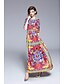 cheap Women&#039;s Dresses-Women&#039;s Daily Vintage Maxi Swing Dress - Geometric Print Crew Neck Summer Rainbow L XL XXL