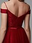 Χαμηλού Κόστους Φορέματα Χορού Αποφοίτησης-Ίσια Γραμμή Κομψό Φόρεμα Χοροεσπερίδα Επίσημο Βραδινό Μακρύ Κοντομάνικο Λεπτές Τιράντες Τούλι V Πίσω με Ζώνη / Κορδέλα 2024