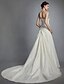 olcso Menyasszonyi ruhák-Esküvői ruhák A-vonalú Pánt nélküli Ujjatlan Kápolnauszály Taft Menyasszonyi ruhák Val vel Gyöngydíszítés Rátétek 2024