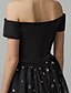 cheap Special Occasion Dresses-Ball Gown Little Black Dress Cocktail Party Prom Dress Off Shoulder Short Sleeve Short / Mini Spandex Tulle Sequined with Sash / Ribbon 2020