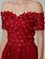 cheap Cocktail Dresses-A-Line Cute Beaded &amp; Sequin Holiday Homecoming Cocktail Party Dress Off Shoulder V Wire Sleeveless Tea Length Beaded Lace with Appliques 2020 / Prom