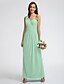 cheap Bridesmaid Dresses-Sheath / Column Bridesmaid Dress One Shoulder Sleeveless Elegant Ankle Length Georgette with Criss Cross