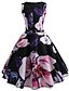 cheap Vintage Dresses-Women&#039;s Floral Daily Going out Vintage Slim Swing Dress - Floral Print Spring Cotton Black L XL XXL