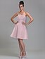 cheap Bridesmaid Dresses-A-Line Strapless Knee Length Satin Bridesmaid Dress with Draping Ruched by LAN TING BRIDE®