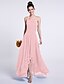 cheap Bridesmaid Dresses-A-Line One Shoulder Asymmetrical Chiffon Bridesmaid Dress with Draping / Ruched by LAN TING BRIDE®