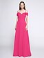 cheap Bridesmaid Dresses-Sheath / Column Spaghetti Strap Floor Length Chiffon Bridesmaid Dress with Beading / Criss Cross by LAN TING BRIDE® / Color Block