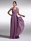 cheap Bridesmaid Dresses-Sheath / Column V Neck Floor Length Chiffon / Charmeuse Bridesmaid Dress with Criss Cross by LAN TING BRIDE® / Open Back