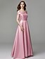 cheap Prom Dresses-A-Line Elegant Minimalist Pastel Colors Prom Formal Evening Dress Off Shoulder Sleeveless Floor Length Chiffon Satin with Bow(s) Embroidery 2020