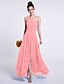 cheap Bridesmaid Dresses-A-Line One Shoulder Asymmetrical Chiffon Bridesmaid Dress with Draping / Ruched by LAN TING BRIDE®