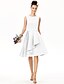cheap Bridesmaid Dresses-A-Line Jewel Neck Knee Length Satin Bridesmaid Dress with Sash / Ribbon / Pleats