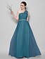 cheap Bridesmaid Dresses-A-Line One Shoulder Floor Length Tulle Bridesmaid Dress with Crystals / Criss Cross by LAN TING BRIDE® / Open Back