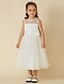 cheap Flower Girl Dresses-A-Line Tea Length Flower Girl Dress First Communion Cute Prom Dress Tulle with Sash / Ribbon Fit 3-16 Years