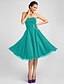cheap Bridesmaid Dresses-Ball Gown / A-Line Strapless Knee Length Chiffon Bridesmaid Dress with Ruched / Crystals / Draping