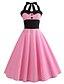 Χαμηλού Κόστους Print Φορέματα-Γυναικεία Φόρεμα σε γραμμή Α Βαμβάκι Αμάνικο Πουά Στάμπα Καλοκαίρι Δένει στο Λαιμό Βίντατζ Καθημερινά Εξόδου Βαμβάκι Ανθισμένο Ροζ Τ M L XL XXL