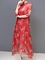 Χαμηλού Κόστους Print Φορέματα-Γυναικεία Μεγάλα Μεγέθη Πάρτι Εξόδου Κομψό στυλ street Κινεζικό στυλ Φαρδιά Σε γραμμή Α Φόρεμα - Μονόχρωμο Καρό Ζώο, Κεντητό Μίντι Στρογγυλή Ψηλή Λαιμόκοψη Γερανός