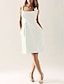 cheap Bridesmaid Dresses-Sheath / Column Scoop Neck Knee Length Taffeta Bridesmaid Dress with Draping / Flower / Pocket