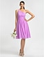 cheap Bridesmaid Dresses-Sheath / Column One Shoulder Knee Length Chiffon Bridesmaid Dress with Sash / Ribbon / Ruched / Side Draping