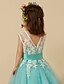 Недорогие Flower Girl Dresses-A-Line Knee Length Flower Girl Dresses Pageant Lace Sleeveless Jewel Neck with Sash / Ribbon 2022