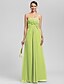 cheap Bridesmaid Dresses-Sheath / Column Strapless Floor Length Chiffon Bridesmaid Dress with Bow(s) Draping Sash / Ribbon Side Draping by LAN TING BRIDE®