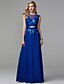 preiswerte Kleider für besondere Anlässe-Sheath / Column Elegant Dress Prom Formal Evening Floor Length Sleeveless Jewel Neck Chiffon with Lace Appliques 2024