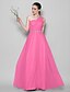 cheap Bridesmaid Dresses-A-Line One Shoulder Floor Length Tulle Bridesmaid Dress with Crystals / Criss Cross by LAN TING BRIDE® / Open Back